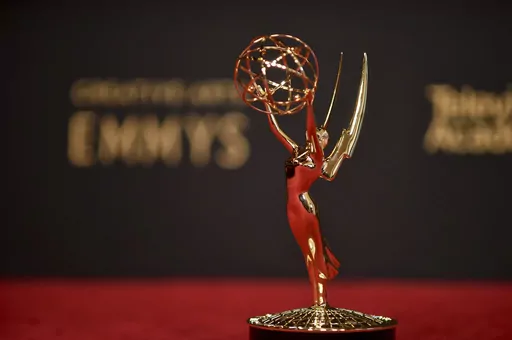 An Emmy statue is displayed Saturday, Sept. 11, 2021, in Los Angeles. The 75th Primetime Emmy Awards will finally be held on Jan. 15, 2024, after a fourth-month delay. (Photo by Richard Shotwell/Invision/AP)