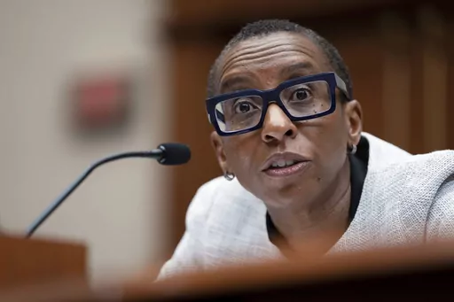 Harvard President Claudine Gay speaks during a hearing of the House Committee on Education on Capitol Hill, Dec. 5, 2023 in Washington. Harvard University has shed fresh light on the ongoing investigation into plagiarism accusations against former president Claudine Gay, including that an independent body recommended a broader review after substantiating some of the complaints. (AP Photo/Mark Schiefelbein, file)