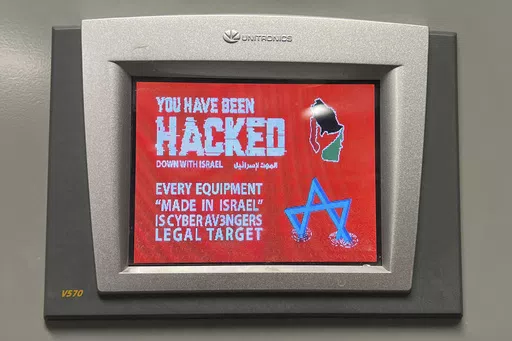 This photo provided by the Municipal Water Authority of Aliquippa shows the screen of a Unitronics device that was hacked in Aliquippa, Pa., Saturday, Nov. 25, 2023. Cyberattacks against water utilities across the country are becoming more frequent and more severe, the Environmental Protection Agency warned Monday, May 20, 2024, as it issued an enforcement alert urging water systems to take immediate actions to protect the nation's drinking water from electronic threats. (Municipal Water Authori