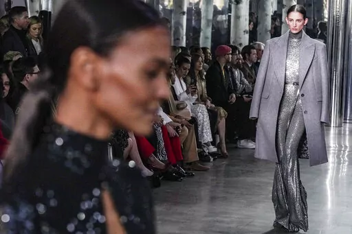 Fashion from Michael Kors is modeled during Fashion Week, Wednesday, Feb. 15, 2023, in New York. (AP Photo/Bebeto Matthews)