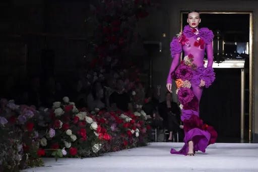 Fashion from Christian Siriano fall/winter 2023 collection is modeled during Fashion Week, Thursday Feb. 9, 2023 in New York. (AP Photo/Bebeto Matthews)