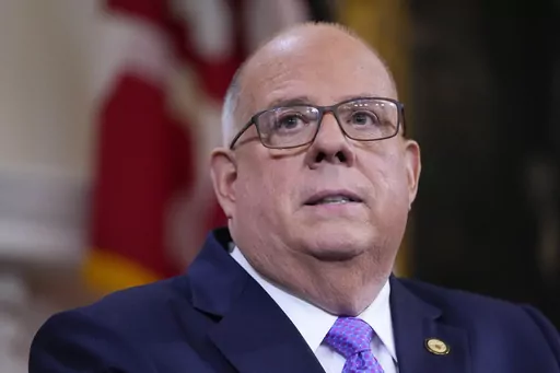 Maryland Gov. Larry Hogan addresses supporters at the Maryland statehouse, Jan. 10, 2023, in Annapolis, Md. The former Maryland Governor announced Friday, Feb. 9, 2024, he will run for U.S. Senate, giving Republicans a prominent candidate who is well-positioned to run a competitive campaign for the GOP in a state that hasn't had a Republican U.S. senator in 37 years. (AP Photo/Julio Cortez, File)