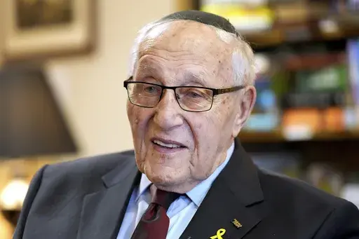 Manfred Goldberg, a Holocaust survivor is interviewed in London, Wednesday, Jan. 22, 2025. (AP Photo/Kirsty Wigglesworth)