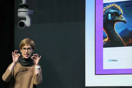 Joelle Pineau, Vice President AI Research, speaks at the at the Meta AI Day in London on April 9, 2024. Meta, Google and OpenAI, along with leading startups, are churning out new AI language models and trying to persuade customers that they've got the smartest or fastest or cheapest chatbot technology. (AP Photo/Kirsty Wigglesworth, File)