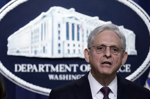Attorney General Merrick Garland speaks during a news conference at the Justice Department in Washington, Friday, April 14, 2023. A top assassin for the Sinaloa drug cartel who was arrested by Mexican authorities last fall has been extradited to the U.S. to face drug, gun and witness retaliation charges, the Justice Department said Saturday, May 25, 2024. (AP Photo/Susan Walsh, File)