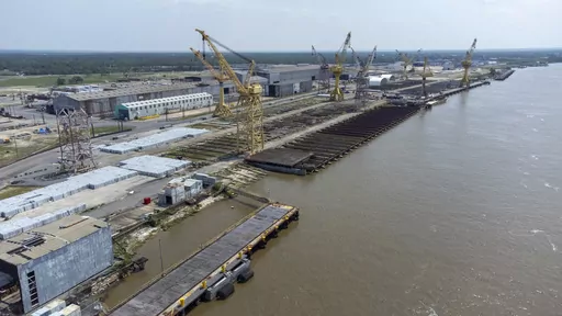 The old Avondale Shipyard in Bridge City, La., Friday, May 26, 2023. Plans by the Port of South Louisiana to purchase the shipyard for construction of military vessels have been delayed. The port in January had announced plans to purchase the old Avondale Shipyard site from port terminal operator T. Parker Host. The Times-Picayune/The New Orleans Advocate reported Wednesday, Oct. 11, that the purchase has been put off after port officials faced questions last month from the state Bond Commission