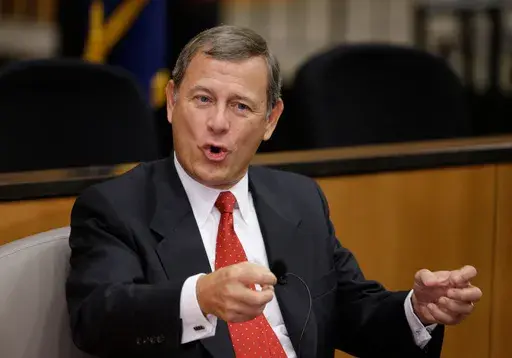Supreme Court Chief Justice John Roberts speaks at the University of Nebraska Lincoln, in Lincoln, Neb., Sept. 19, 2014. (AP Photo/Nati Harnik, File)