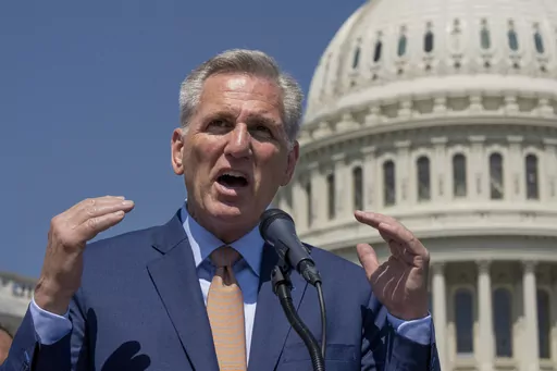 Speaker of the House Kevin McCarthy, R-Calif., speaks at the Capitol in Washington, Thursday, April 20, 2023. The Democratic president and Republican congressional leader have each tried to assure the public in recent weeks that they don't want the government of the world's largest economy to default. But President Joe Biden has resisted McCarthy's calls for negotiations, while McCarthy is pushing a plan that can't pass the Democratic-majority Senate. (AP Photo/J. Scott Applewhite, File)