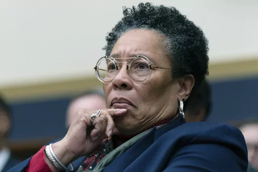U.S. Secretary of Department of Housing and Urban Development Marcia Fudge testifies before the House Committee on Financial Services hearing on Capitol Hill, Jan. 11, 2024, in Washington. Fudge announced Monday, March 11, 2024, that she would resign her post, effective March 22, saying she was leaving “with mixed emotions.” (AP Photo/Jose Luis Magana, File)