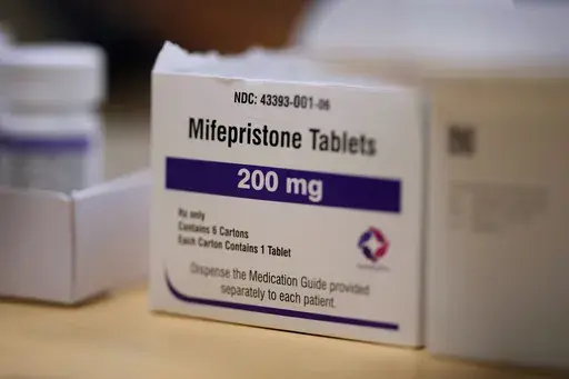 Mifepristone tablets are seen in a Planned Parenthood clinic Thursday, July 18, 2024, in Ames, Iowa. (AP Photo/Charlie Neibergall, File)