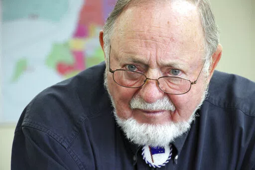 In this June 28, 2019, file photo, U.S. Rep. Don Young answers a reporter's question after filing paperwork for re-election at the Alaska Division of Elections in Anchorage, Alaska. Young, the longest-serving member of Alaska’s congressional delegation, died Friday, March 18, 2022. He was 88. (AP Photo/Mark Thiessen, File)