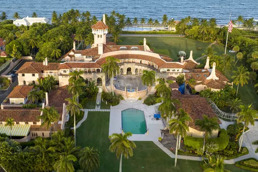 This is an aerial view of former President Donald Trump's Mar-a-Lago estate, Aug. 10, 2022, in Palm Beach, Fla. On Friday, Sept. 9, The Associated Press reported on stories circulating online incorrectly claiming a federal court order in the legal dispute over government documents held by Trump shows President Joe Biden ordered the FBI search at Trump’s Florida home.  (AP Photo/Steve Helber, File)