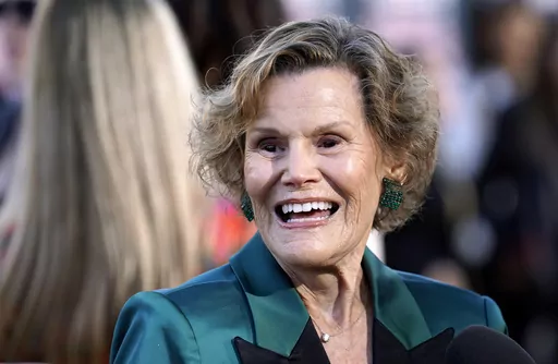 FILE -Judy Blume, author of the 1970 novel "Are You There God? It's Me, Margaret," is interviewed at the premiere of a new film adaptation of the novel, Saturday, April 15, 2023, at the Westwood Regency Village Theatre in Los Angeles. Lorrie Moore won the prize for fiction on Thursday, March 21, 2024, while Judy Blume and her longtime ally in the fight against book bans, the American Library Association were given honorary prizes by the National Book Critics Circle. (AP Photo/Chris Pizzello, Fil