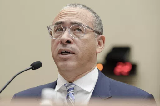 Rutgers University President Jonathan Holloway testifies during a hearing of the House Committee on Education and the Workforce regarding pro-Palestinian protests on college campuses on Capitol Hill, Thursday, May 23, 2024, in Washington. (AP Photo/Mariam Zuhaib)