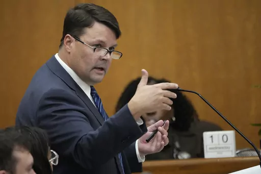 Attorney Cliff Johnson, director of the Roderick and Solange MacArthur Justice Center, speaks during a hearing, May 10, 2023, in Hinds County Chancery Court in Jackson, Miss. The center released a survey Thursday, Nov. 30, showing that two-thirds of Mississippi counties have grand juries that meet two or three times a year, which contributes to long pretrial detention in county jails. (AP Photo/Rogelio V. Solis)