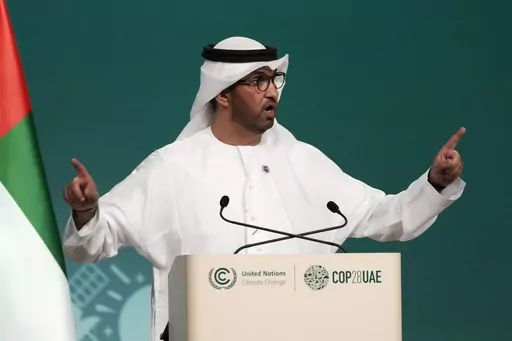 COP28 President Sultan al-Jaber speaks during the opening session at the COP28 U.N. Climate Summit, Thursday, Nov. 30, 2023, in Dubai, United Arab Emirates. (AP Photo/Peter Dejong)