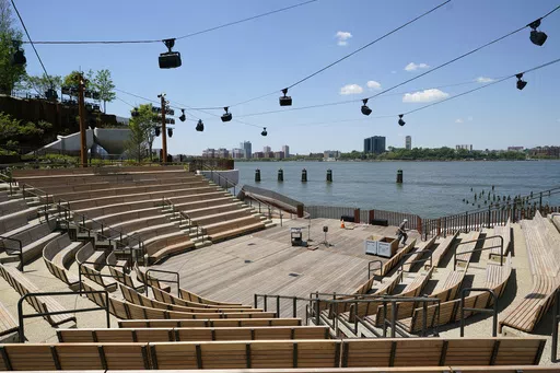 The amphitheater at Little Island appears in New York on May 18, 2021. The 700-seat amphitheater will open June 6 with Twyla Tharp’s “How Long Blues” in the choreographer’s first full-length work in a decade. (AP Photo/Kathy Willens, File)