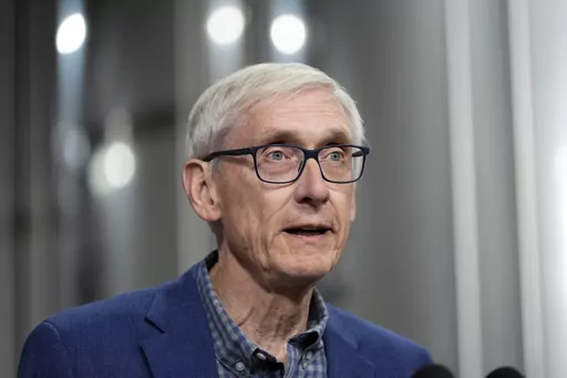 Wisconsin Gov. Tony Evers speaks before President Joe Biden at the Earth Rider Brewery, Thursday, Jan. 25, 2024, in Superior, Wis. (AP Photo/Alex Brandon, File)