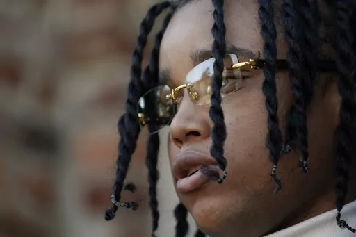D'Monterrio Gibson speaks at a news conference in Ridgeland, Miss., Feb. 10, 2022, saying that a white father and son shot at and chased him while he was making deliveries for FedEx in Brookhaven, Miss., the previous month. On Monday, Aug. 21, 2023, Gibson said he received an email from FedEx telling him he had been terminated from his job. (AP Photo/Rogelio V. Solis, File)