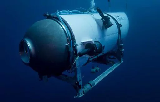 This undated image provided by OceanGate Expeditions in June 2021 shows the company's Titan submersible. Rescuers are racing against time to find the missing submersible carrying five people, who were reported overdue Sunday night. (OceanGate Expeditions via AP, File)