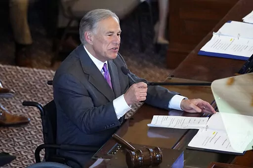 Texas Gov. Greg Abbott addresses the House Chamber at the Texas Capitol during the first day of the 88th Texas Legislative Session in Austin, Texas, Tuesday, Jan. 10, 2023. (AP Photo/Eric Gay)
