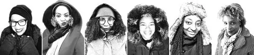 This combination of photos show, from left, Dhonielle Clayton, Tiffany D. Jackson, Nic Stone, Angie Thomas, Ashley Woodfolk and Nicola Yoon, co-authors of the novel "Whiteout." (Tiffany D. Jackson via AP)