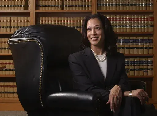 San Francisco District Attorney Kamala Harris poses for a portrait in San Francisco, June 18, 2004. She's already broken barriers, and now Vice President Harris could soon become the first Black woman to head a major party's presidential ticket after President Joe Biden's ended his reelection bid. The 59-year-old Harris was endorsed by Biden on Sunday, July 21, after he stepped aside amid widespread concerns about the viability of his candidacy. (AP Photo/Marcio Jose Sanchez, File)