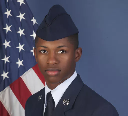 This photo provided by the U.S. Air Force, shows Senior Airman Roger Fortson in a Dec. 24, 2019, photo. The Air Force says the airman supporting its Special Operations Wing at Hurlburt Field, Fla., was shot and killed on May 3, 2024, during an incident involving the Okaloosa County Sheriff's Office. (U.S. Air Force via AP)