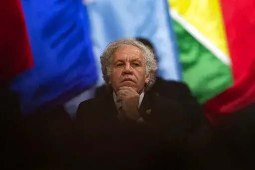 Secretary General of the Organization of American States Luis Almagro attends the opening of 52nd General Assembly of the OAS in Lima, Peru, Oct. 5, 2022. The OAS communications director told the AP on Thursday, Oct. 27, 2022 that Almagro has invited the organization's staff leader to meet with him, shortly after receiving a letter from employees assuring him that they work in fear and in a "harmful" and unhealthy" environment. (AP Photo/Guadalupe Pardo, File)