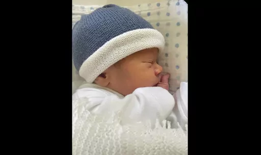 This is an undated photo released by Buckingham Palace on Monday, June 5, 2023 of Ernest George Ronnie Brooksbank. Buckingham Palace says Princess Eugenie has given birth to a baby boy. Eugenie, the niece of King Charles III, and her husband, Jack Brooksbank, welcomed their son, Ernest George Ronnie Brooksbank, on May 30, 2023. The baby, who weighed 7lbs 1oz, is the couple’s second child. The couple’s eldest child, two-year-old August, is now a big brother. (Princess Eugenie/Buckingham Palac