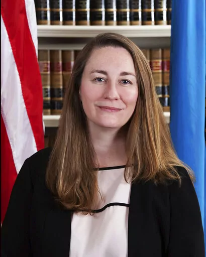 This Jan. 4, 2019 photo shows Delaware Chancellor Kathaleen St. Jude McCormick. Refereeing a $44 billion court fight that pits the world’s richest man against one of its most influential social networking sites is surely a daunting task, but McCormick, presiding over the case has never backed away from a challenge. Billionaire Elon Musk has been battling Twitter Inc. in Delaware’s Court of Chancery since Musk announced in July 2022, that he wanted to scuttle an agreement to acquire the socia