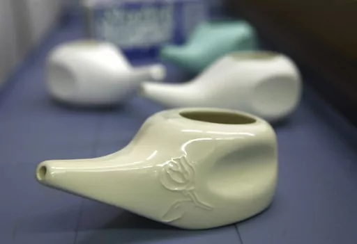 Neti pots are seen, Jan. 30, 2008, in Lexington, Ky. The Centers for Disease Control and Prevention on Wednesday, March 13, 2024, published a report that for the first time connects Acanthamoeba infections to use of Neti pots and other nasal rinsing devices. (Mark Cornelison/Lexington Herald-Leader via AP, File)