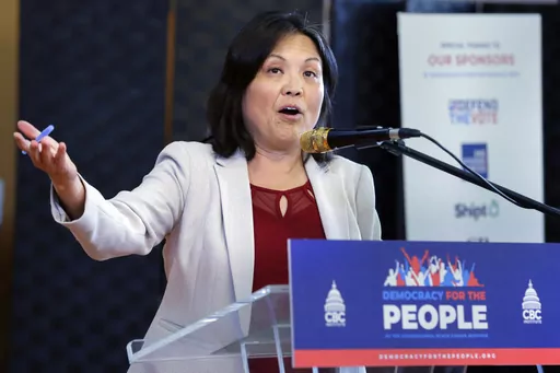 FILE -Julie Su, Acting Labor Secretary, speaks during an impromptu appearance at the "Democracy for the People" tour, a race and democracy summit sponsored by the Congressional Black Caucus, Wednesday, July 28, 2023, in Houston. Biden administration proposed a new rule Tuesday, Aug. 29, 2023 that would make 3.6 million more U.S. workers eligible for overtime pay, reviving an Obama-era policy effort that was ultimately scuttled in court. “I’ve heard from workers again and again about working 