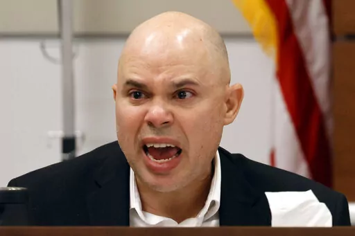 Ilan Alhadeff speaks angrily while giving his victim impact statement during the penalty phase of the trial of Marjory Stoneman Douglas High School shooter Nikolas Cruz at the Broward County Courthouse in Fort Lauderdale on Tuesday, Aug. 2, 2022. Alhadeff's daughter, Alyssa, was killed in the 2018 shootings. Cruz previously plead guilty to all 17 counts of premeditated murder and 17 counts of attempted murder in the 2018 shootings. (Amy Beth Bennett/South Florida Sun Sentinel via AP, Pool)