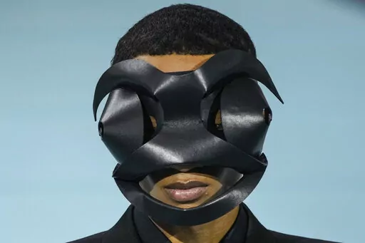 A model wears a creation for the Louis Vuitton fall-winter 22/23 men's collection, in Paris, Thursday, Jan. 20, 2022. (AP Photo/Francois Mori)
