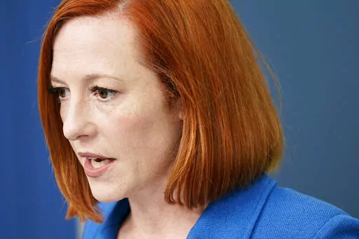 White House press secretary Jen Psaki speaks during a press briefing at the White House, Friday, March 18, 2022, in Washington. (AP Photo/Patrick Semansky)