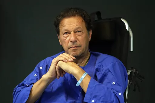 Former Pakistani Prime Minister Imran Khan speaks during a news conference in Shaukat Khanum hospital, in Lahore, Pakistan, Nov. 4, 2022. Officials from the party of Pakistan’s former Prime Minister Imran Khan say he has been arrested as he appeared in a court in the capital, Islamabad, to face charges in multiple graft cases. (AP Photo/K.M. Chaudhry, File)