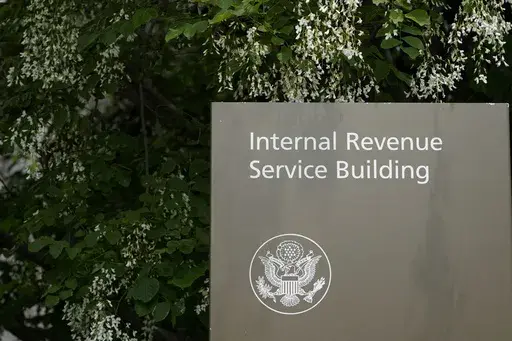 A sign for the Internal Revenue Service building in Washington, on May 4, 2021. (AP Photo/Patrick Semansky, File)
