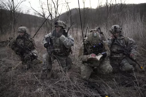 U.S. soldiers participate in a joint military drill with South Korea in Paju, South Korea, on March 16, 2023. South Korean and U.S. troops will begin their expanded annual military drills next week in response to North Korea’s evolving nuclear threats, the two countries said Wednesday, Feb. 28, 2024, a move that will likely enrage North Korea because it views its rivals’ joint training as an invasion rehearsal. (AP Photo/Lee Jin-man, File)