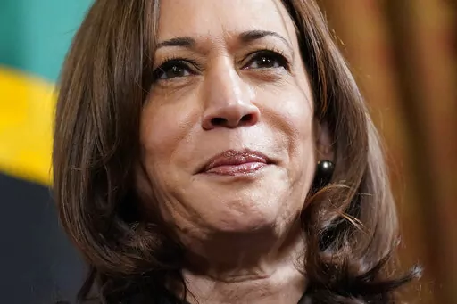 Vice President Kamala Harris meets with Tanzanian President Samia Suluhu Hassan in Harris' ceremonial office in the Eisenhower Executive Office Building on the White House campus, April 15, 2022, in Washington. Harris tested positive for COVID-19 on Tuesday, the White House announced, underscoring the persistence of the highly contagious virus even as the U.S. eases restrictions in a bid to revert to pre-pandemic normalcy. (AP Photo/Patrick Semansky, File)
