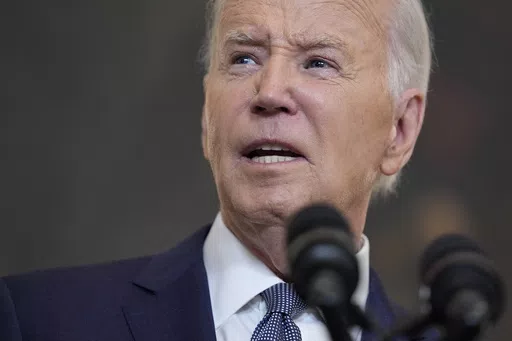 President Joe Biden delivers remarks on the verdict in former President Donald Trump's hush money trial and on the Middle East, from the State Dining Room of the White House, Friday, May 31, 2024, in Washington. (AP Photo/Evan Vucci)