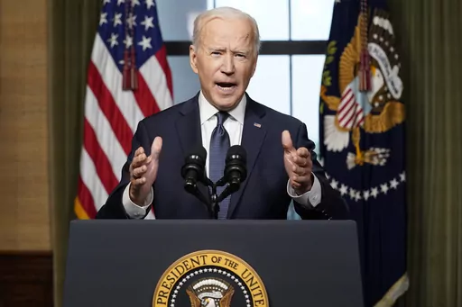President Joe Biden speaks from the Treaty Room in the White House on April 14, 2021, about the withdrawal of the remainder of U.S. troops from Afghanistan. (AP Photo/Andrew Harnik, Pool, File)