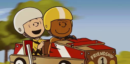 This image released by Apple TV+ shows Peanuts characters Charlie Brown, left, and Franklin in a scene from the animated special “Snoopy Presents: Welcome Home, Franklin," premiering Friday. (Apple TV+ via AP)