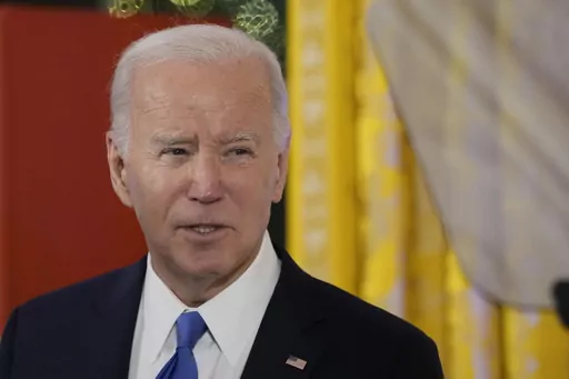 President Joe Biden speaks a Hanukkah reception in the East Room of the White House in Washington, Monday, Dec. 11, 2023. (AP Photo/Jacquelyn Martin, Pool)