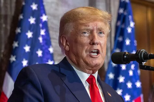 Former President Donald Trump speaks at a campaign event at the South Carolina Statehouse, Jan. 28, 2023, in Columbia, S.C. Trump and his allies have been put on notice by a prosecutor, but the warning didn’t come from anyone at the Justice Department. It's from a Georgia prosecutor who indicates she is likely to seek criminal charges soon in a two-year election subversion probe. (AP Photo/Alex Brandon, File)